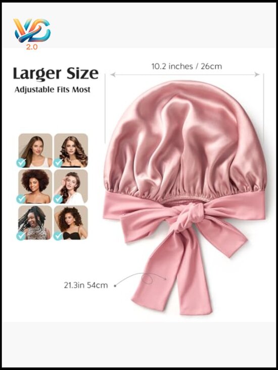 Double Layer Mulberry Silk Hair Bonnet for Sleeping Women Non-Slip Overnight